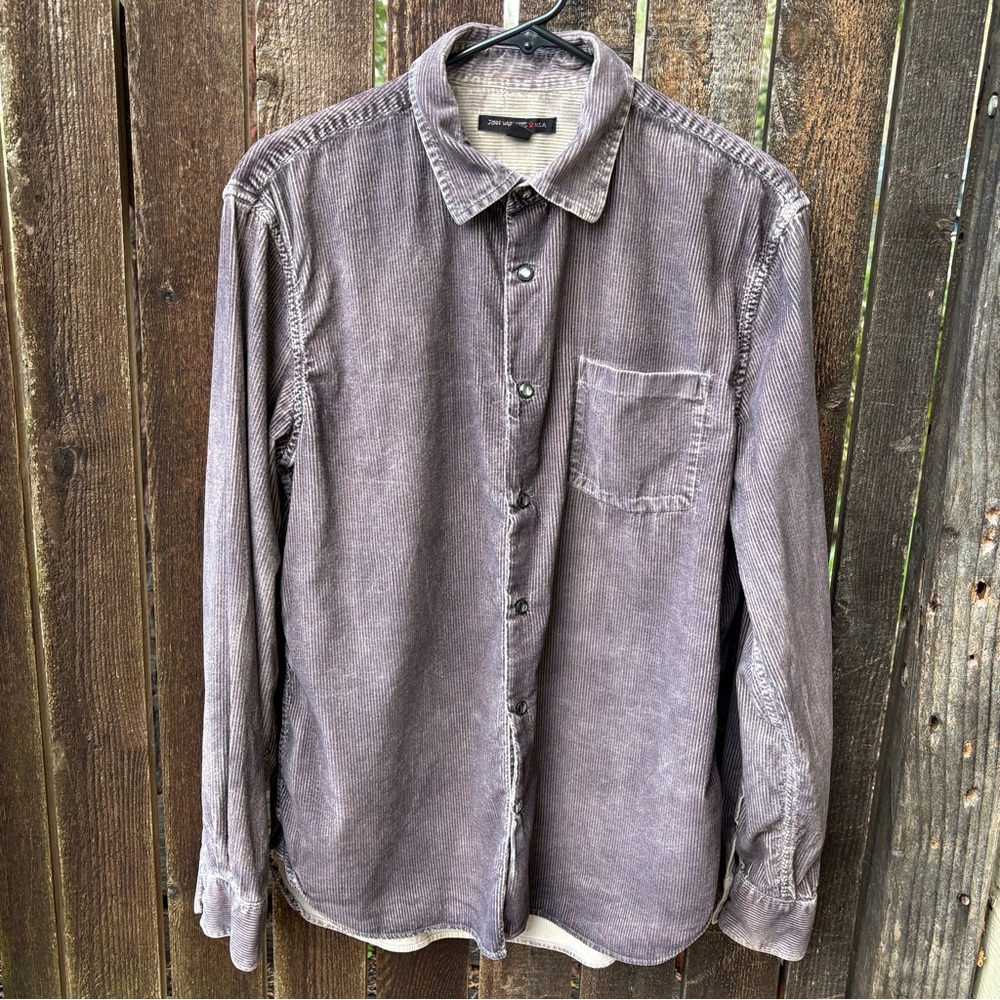 John Varvatos Star USA Corduroy Pearl Snap Shirt In Purple Sz M